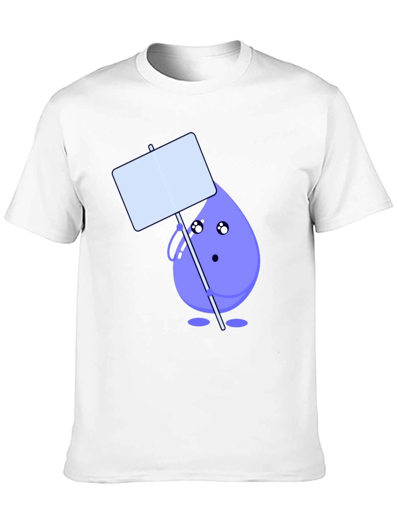 Cute Water Drop Holding Sign Black T-Shirt