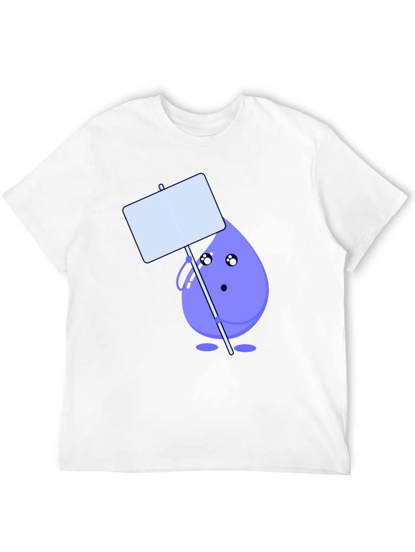 Cute Water Drop Holding Sign Black T-Shirt