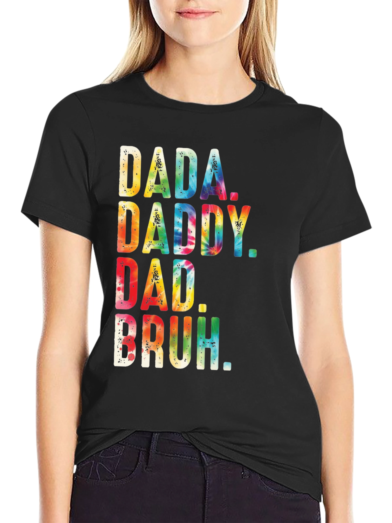 Dada Daddy Dad Bruh Tie Dye Mens Black T-Shirt