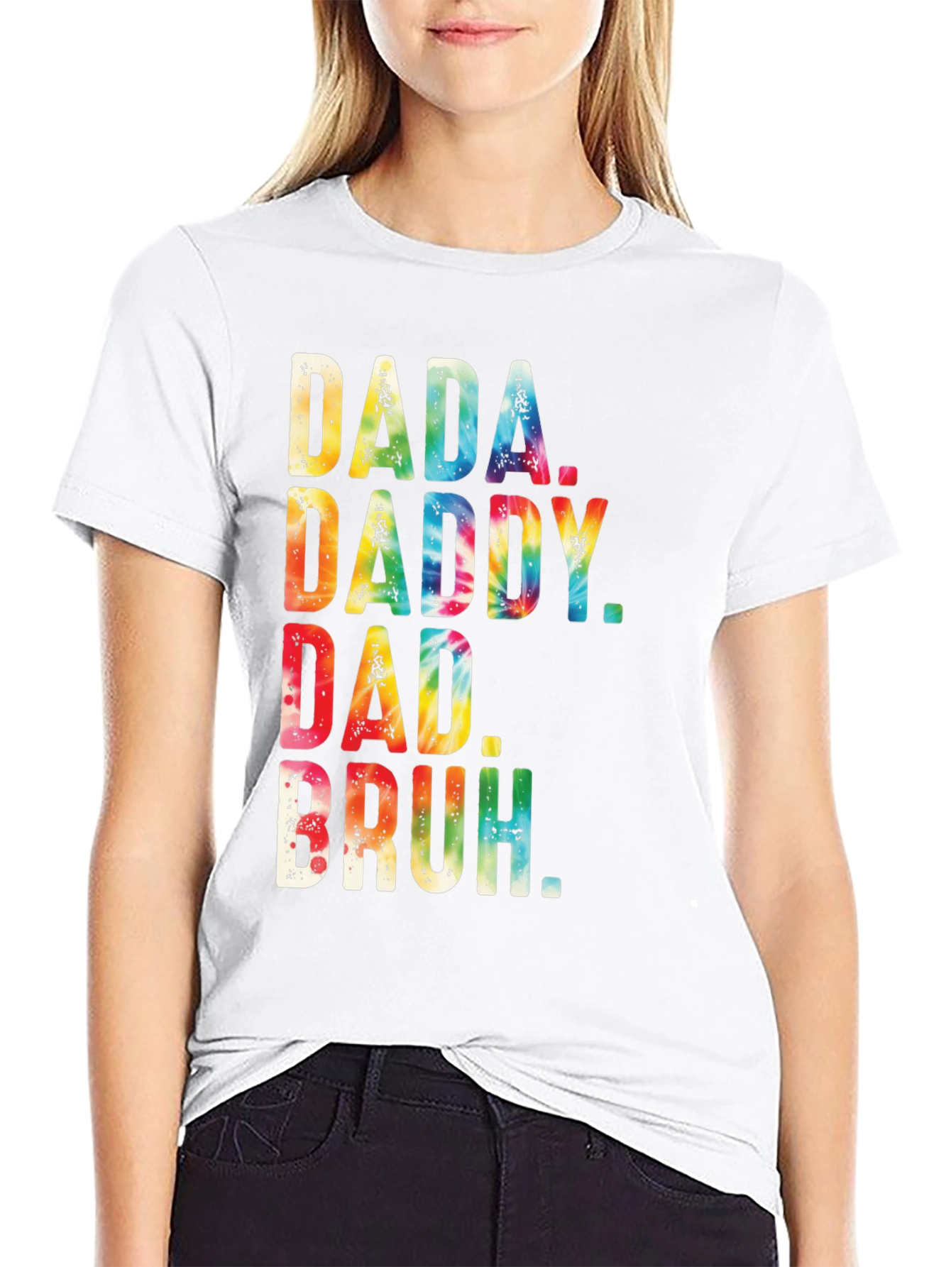 Dada Daddy Dad Bruh Tie Dye Mens Black T-Shirt