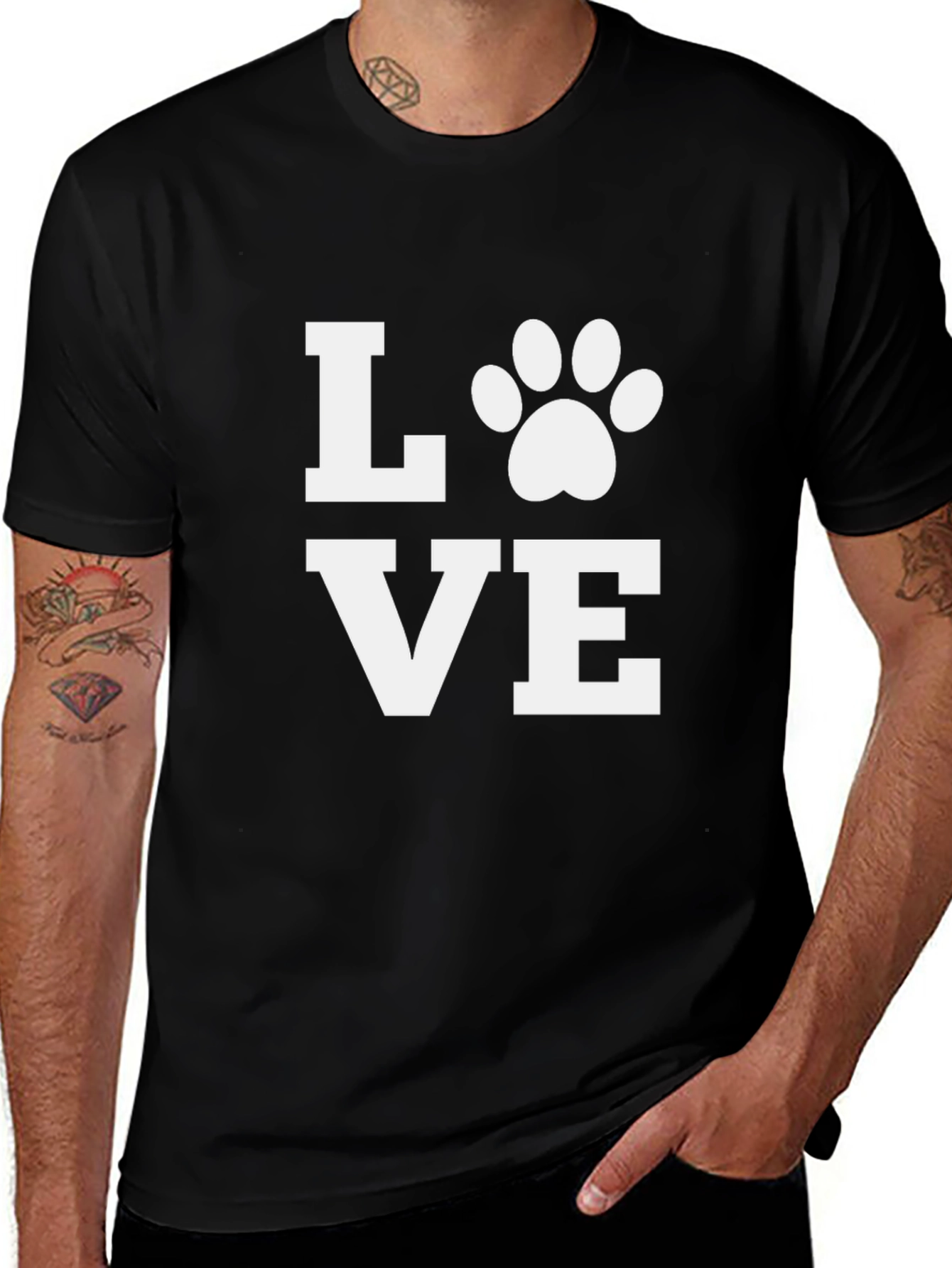 Love Paw Print Black T-Shirt