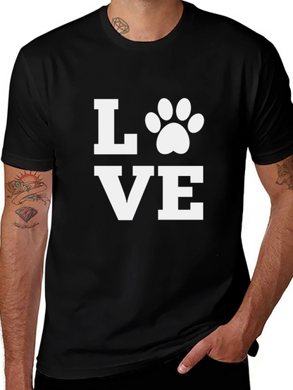 Love Paw Print Black T-Shirt