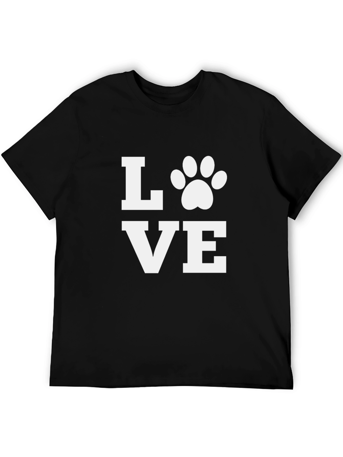 Love Paw Print Black T-Shirt
