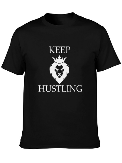 Keep Hustling Lion Graphic Tee - Black