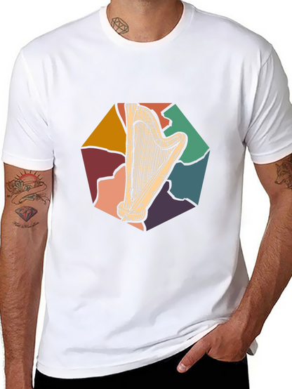 Retro Harp Graphic Tee - Classic Musician T-Shirt
