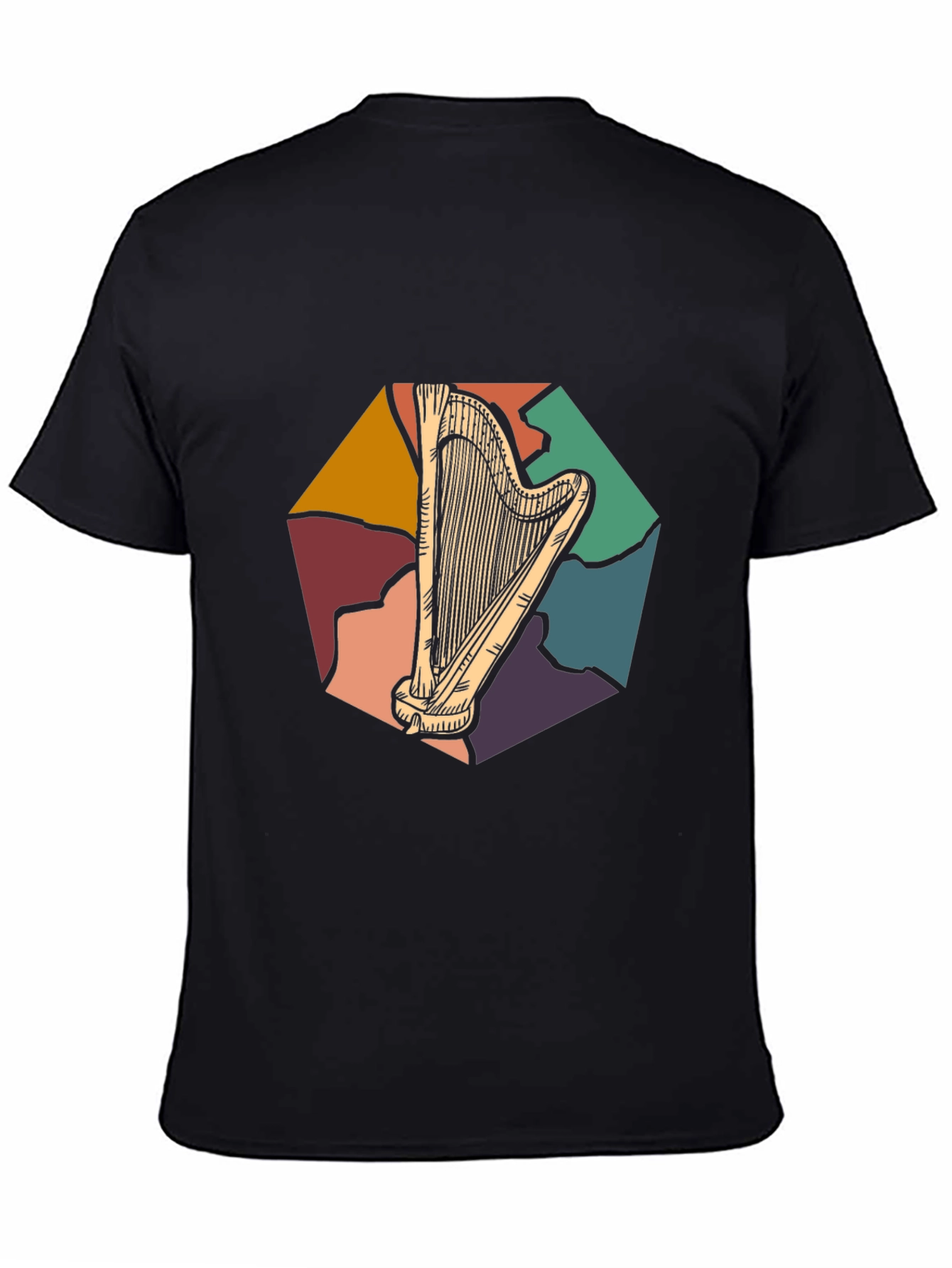Retro Harp Graphic Tee - Classic Musician T-Shirt