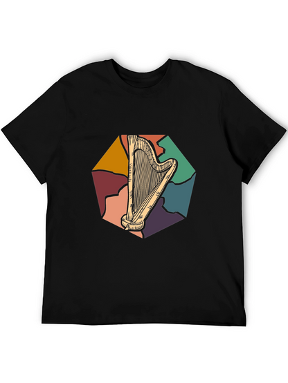 Retro Harp Graphic Tee - Classic Musician T-Shirt
