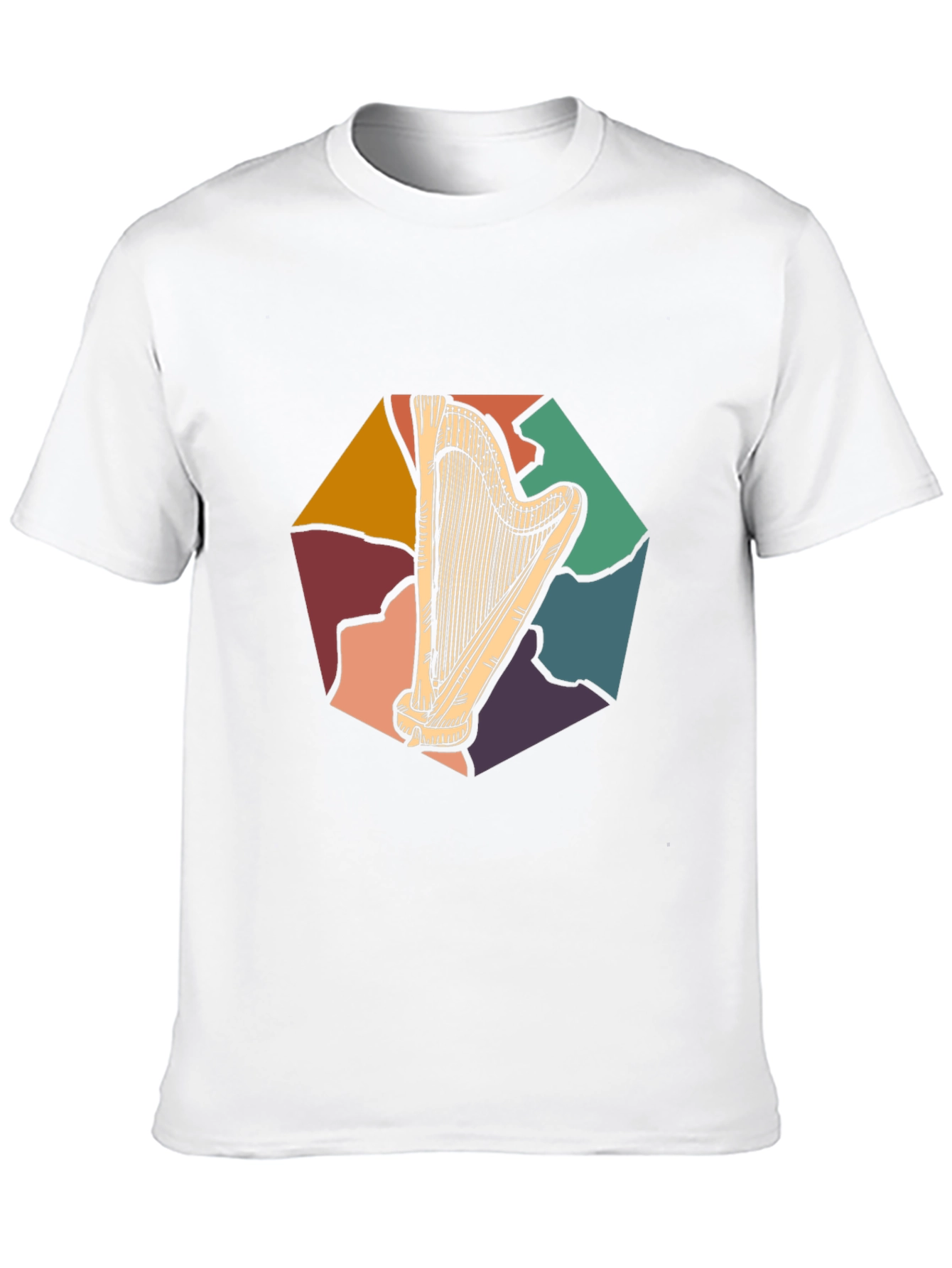 Retro Harp Graphic Tee - Classic Musician T-Shirt