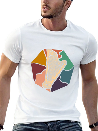 Retro Harp Graphic Tee - Classic Musician T-Shirt
