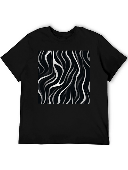 Abstract Wave Design Black T-Shirt