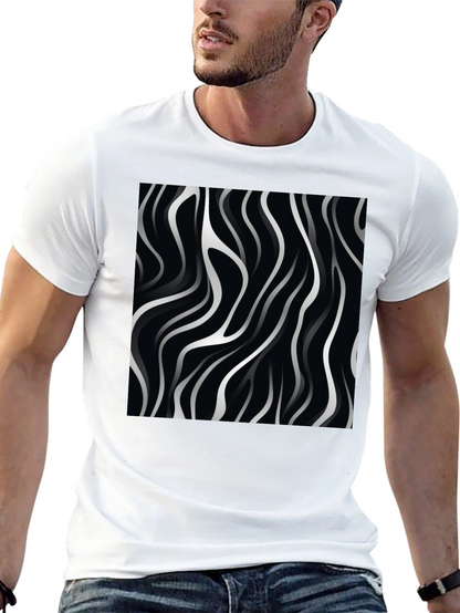 Abstract Wave Design Black T-Shirt