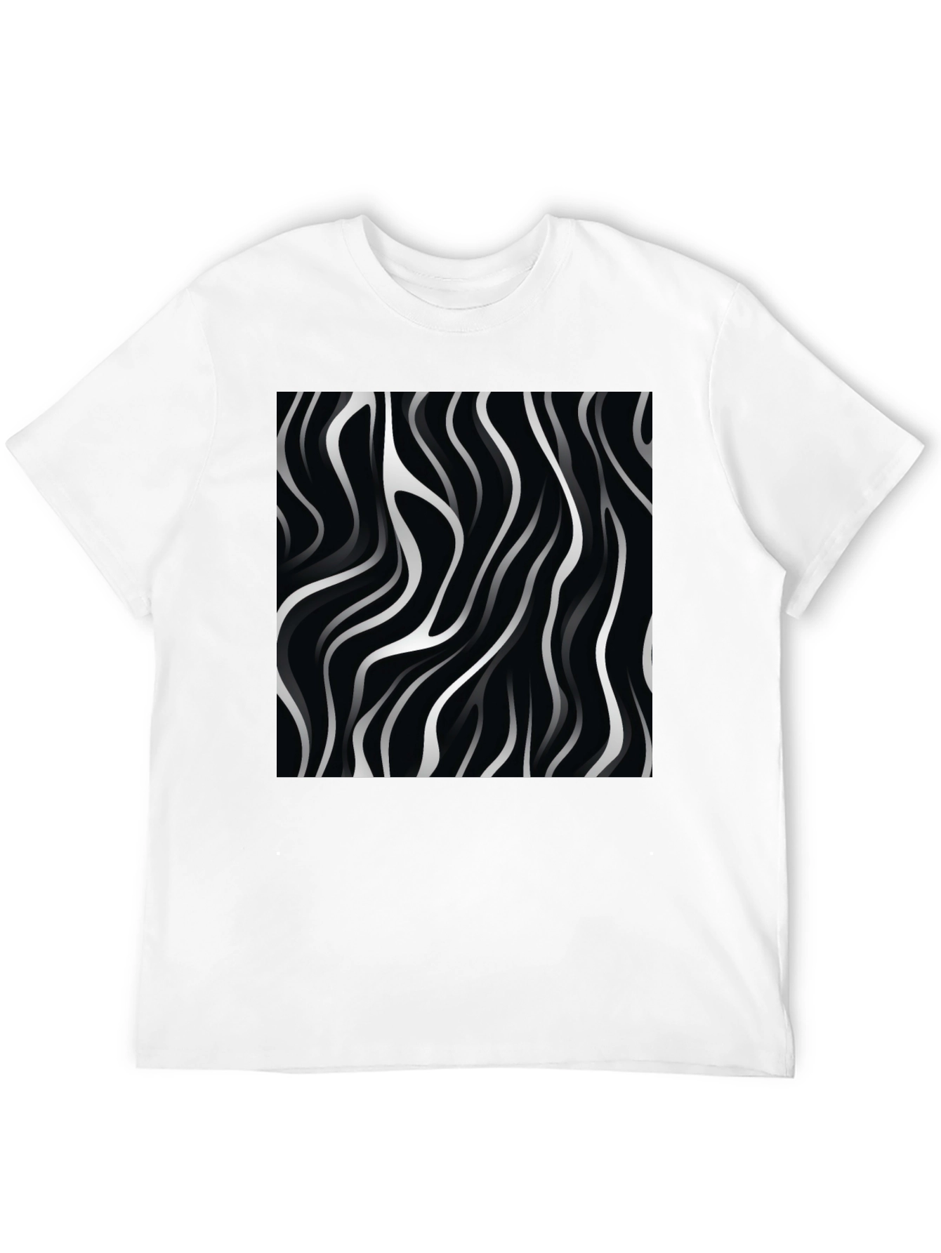 Abstract Wave Design Black T-Shirt