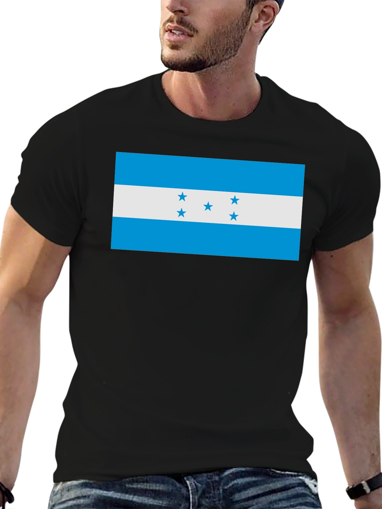 Honduras Flag T-Shirt - Black Cotton Tee