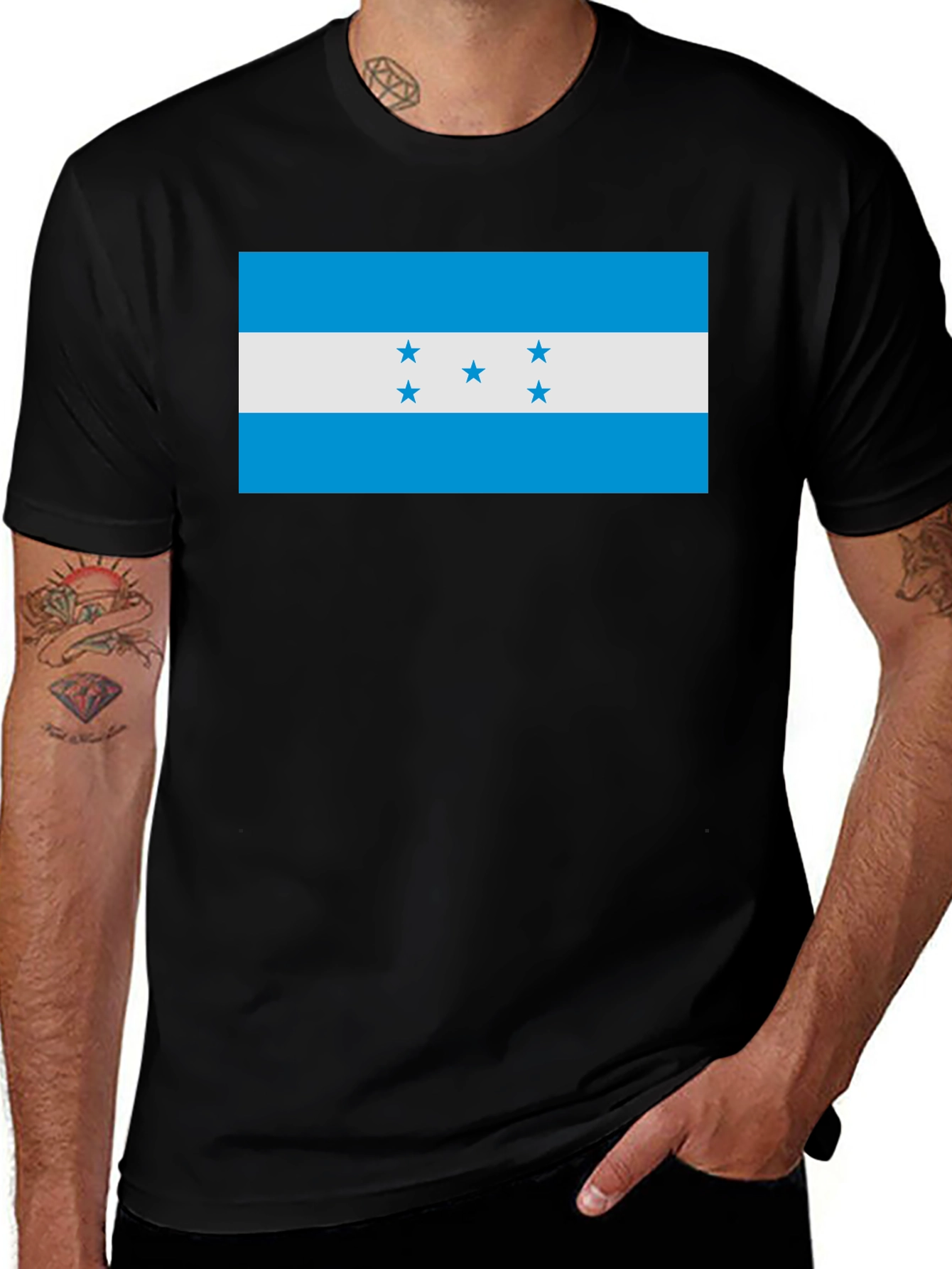 Honduras Flag T-Shirt - Black Cotton Tee