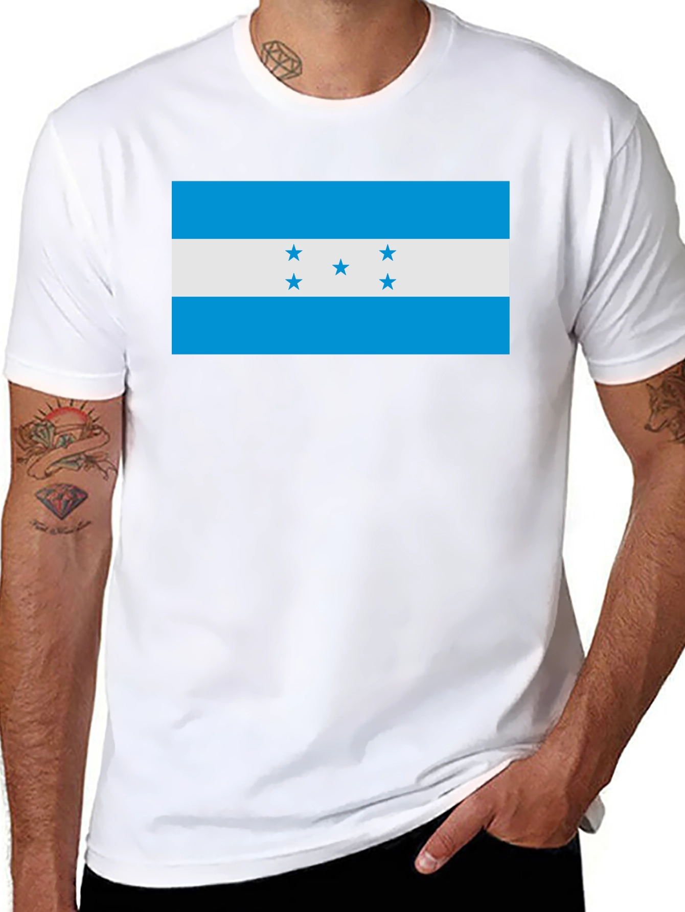 Honduras Flag T-Shirt - Black Cotton Tee