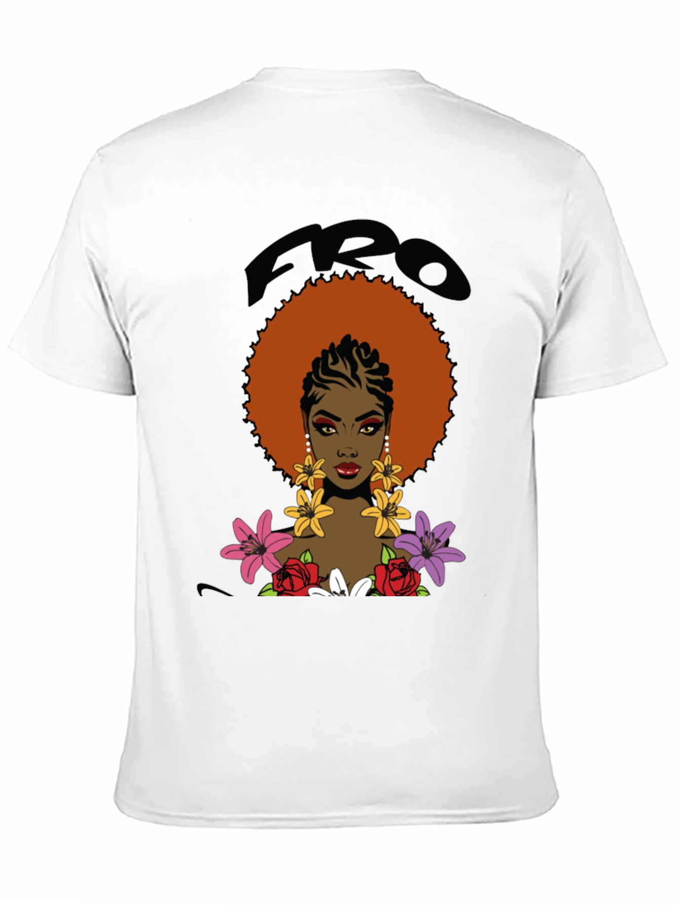 Afro Queen Graphic Tee - Bold Black Cotton T-Shirt