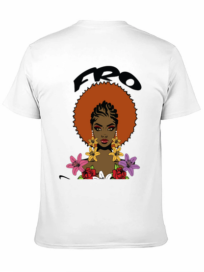 Afro Queen Graphic Tee - Bold Black Cotton T-Shirt