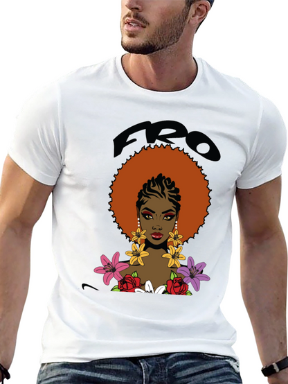 Afro Queen Graphic Tee - Bold Black Cotton T-Shirt