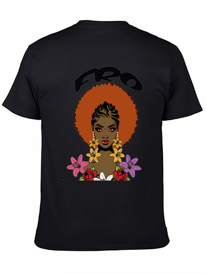 Afro Queen Graphic Tee - Bold Black Cotton T-Shirt