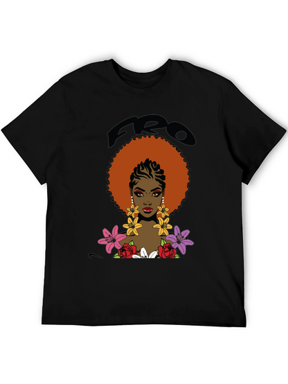 Afro Queen Graphic Tee - Bold Black Cotton T-Shirt
