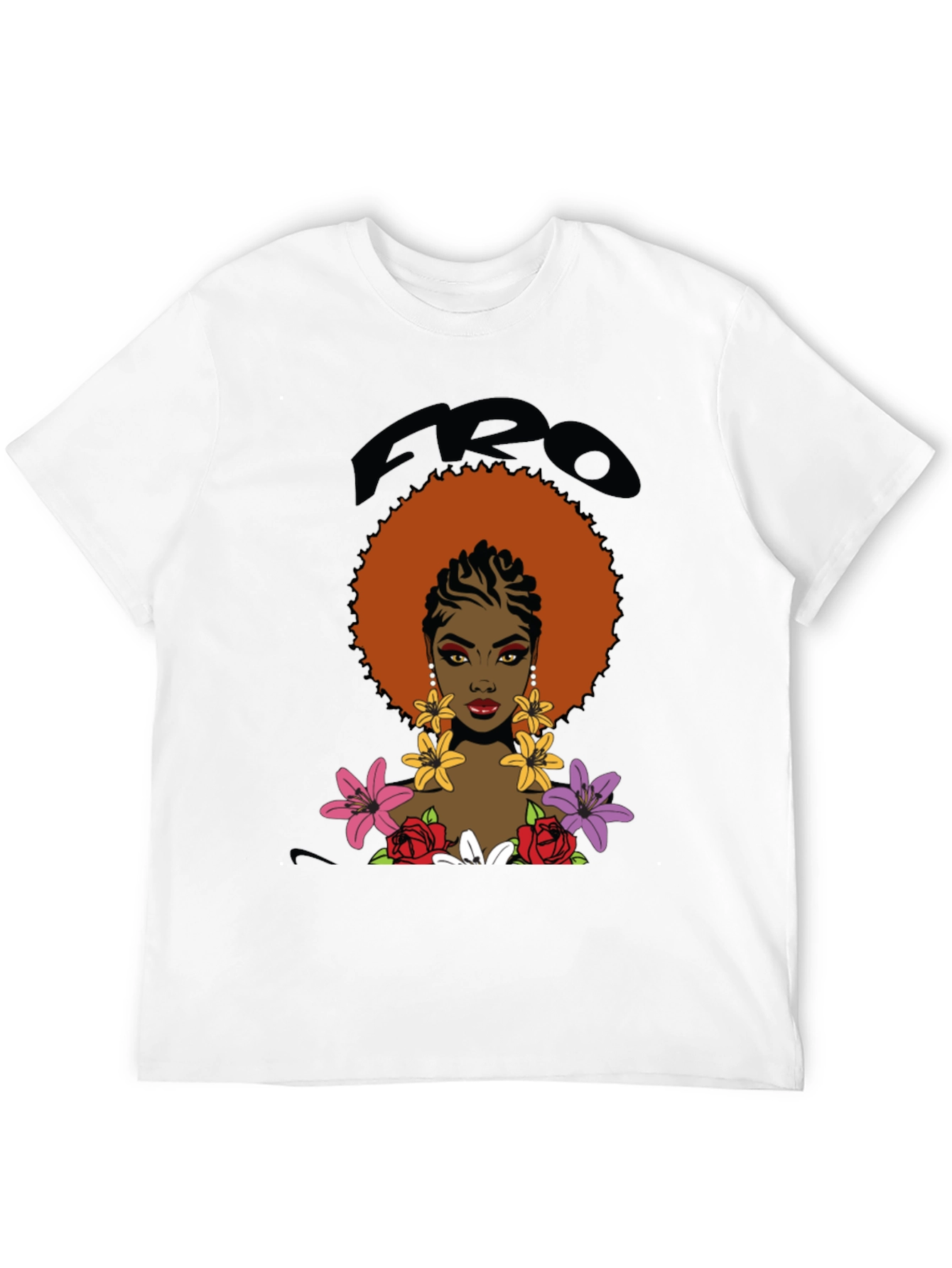 Afro Queen Graphic Tee - Bold Black Cotton T-Shirt