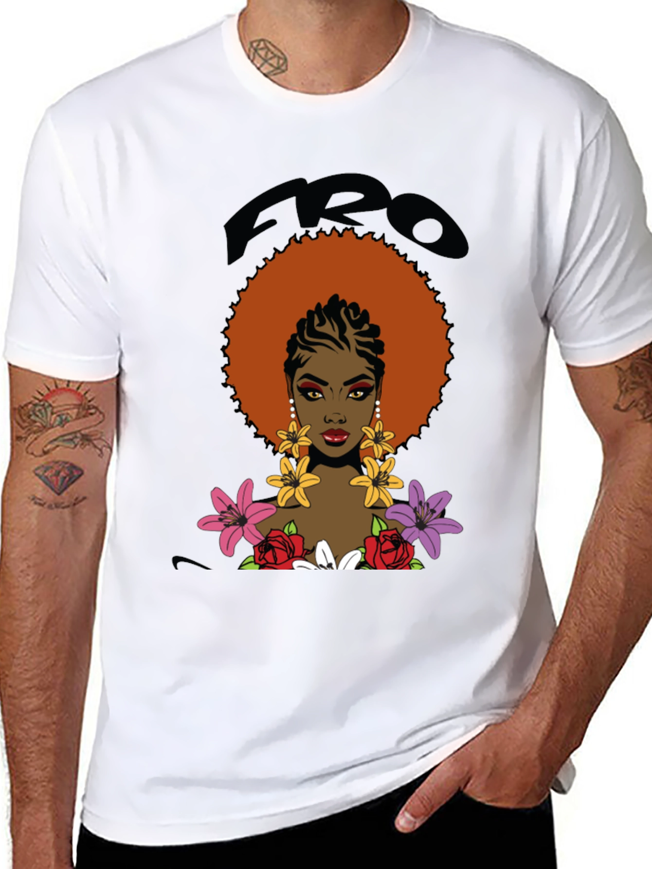 Afro Queen Graphic Tee - Bold Black Cotton T-Shirt
