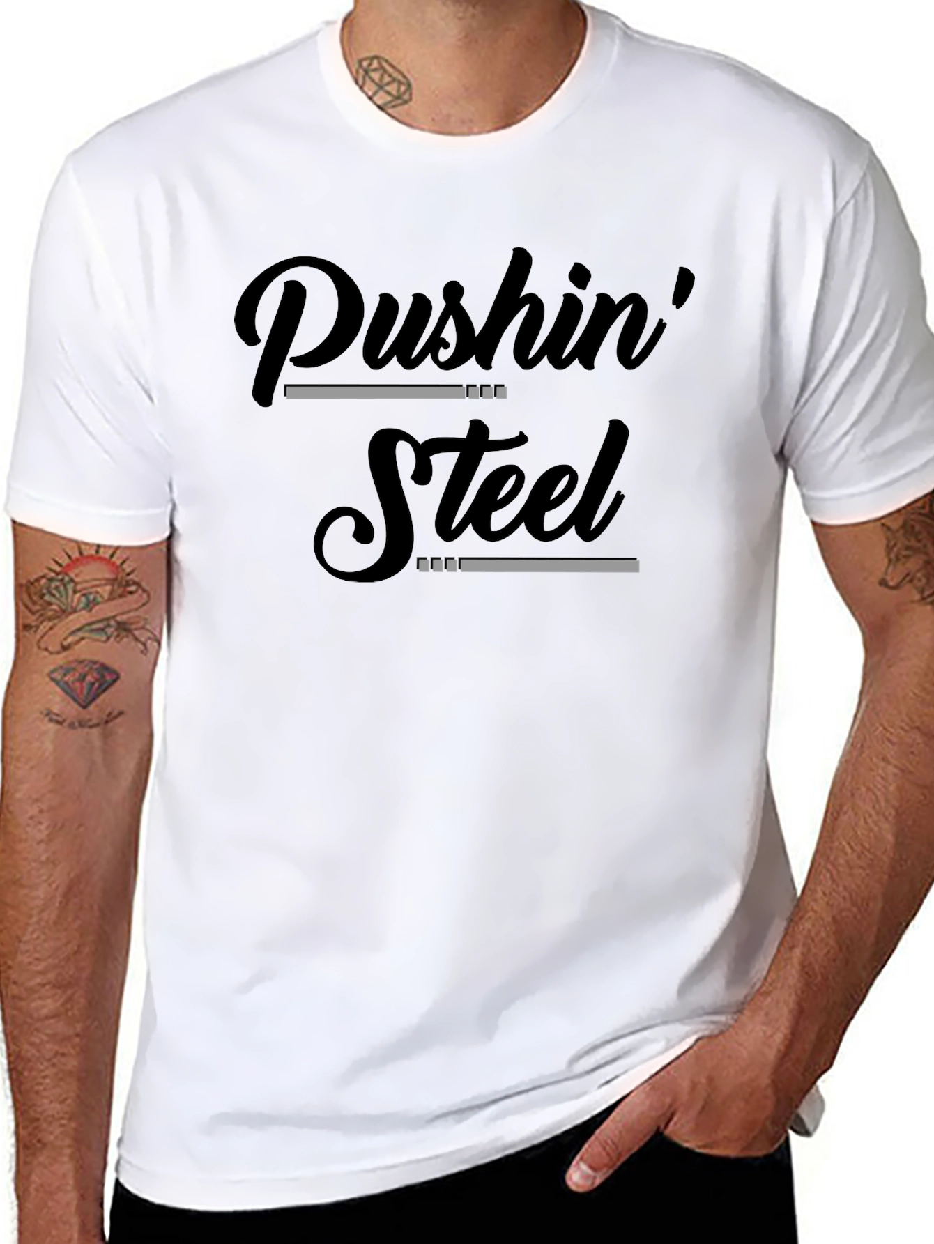 Pushin Steel Graphic Tee - Fitness Motivation