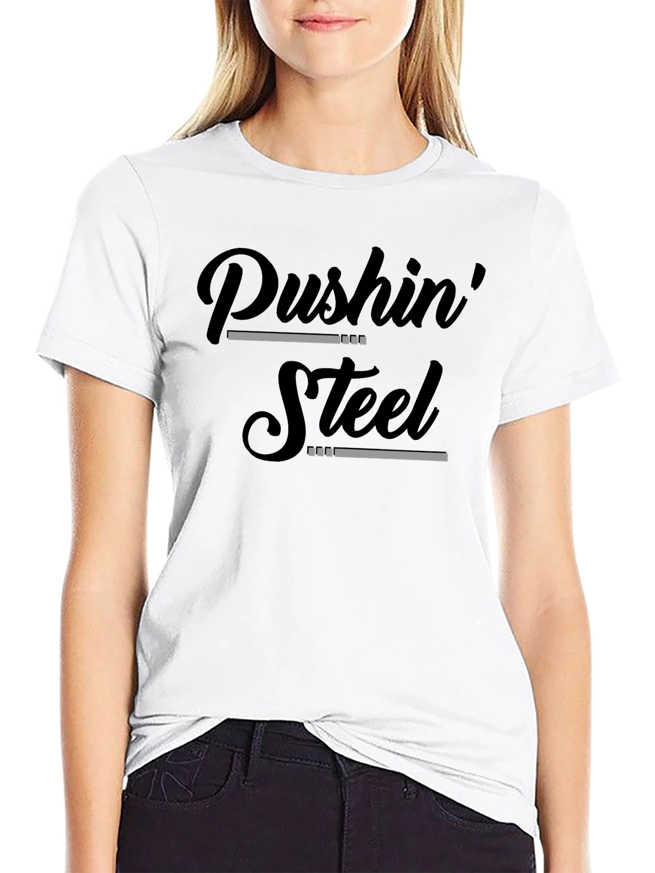 Pushin Steel Graphic Tee - Fitness Motivation