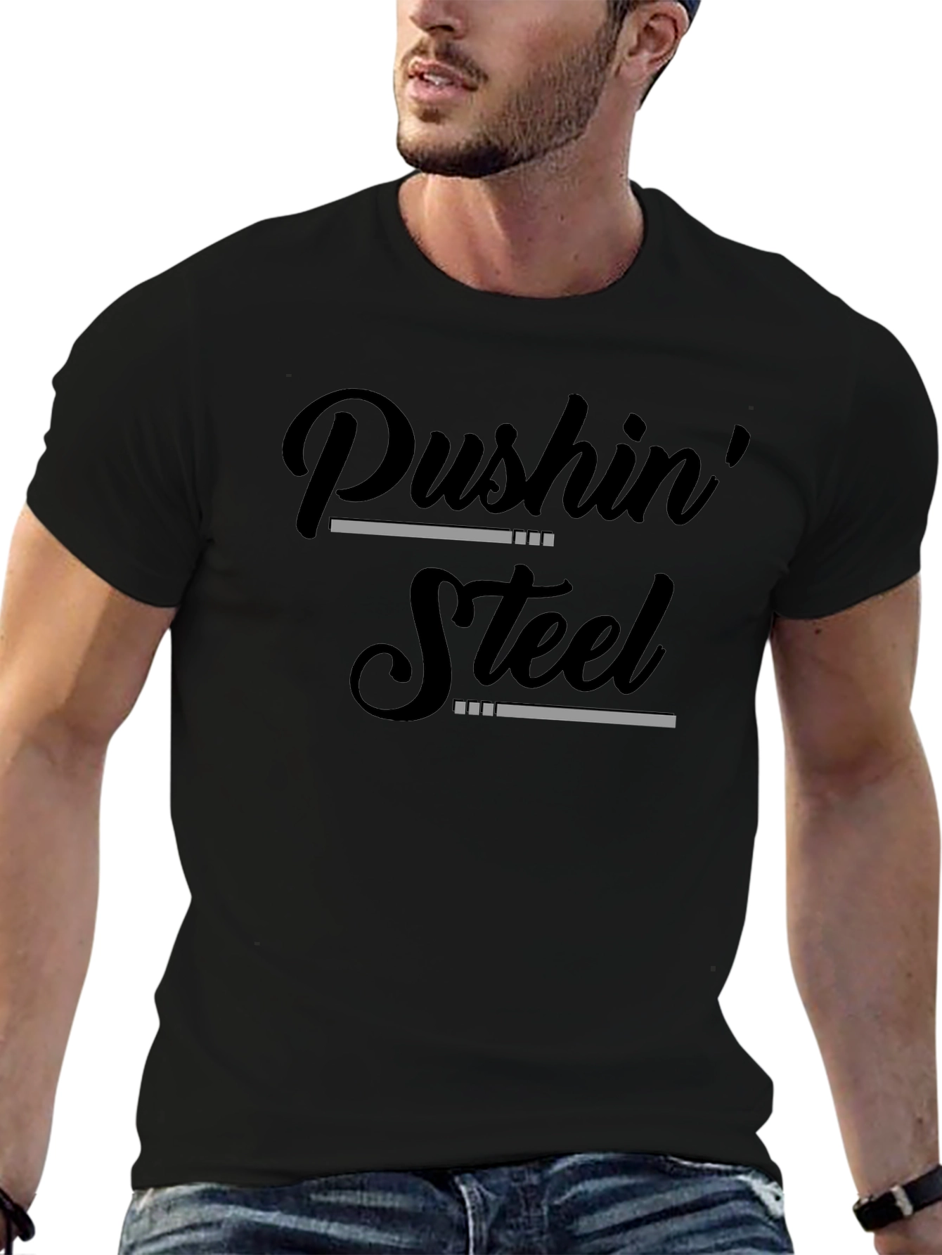 Pushin Steel Graphic Tee - Fitness Motivation