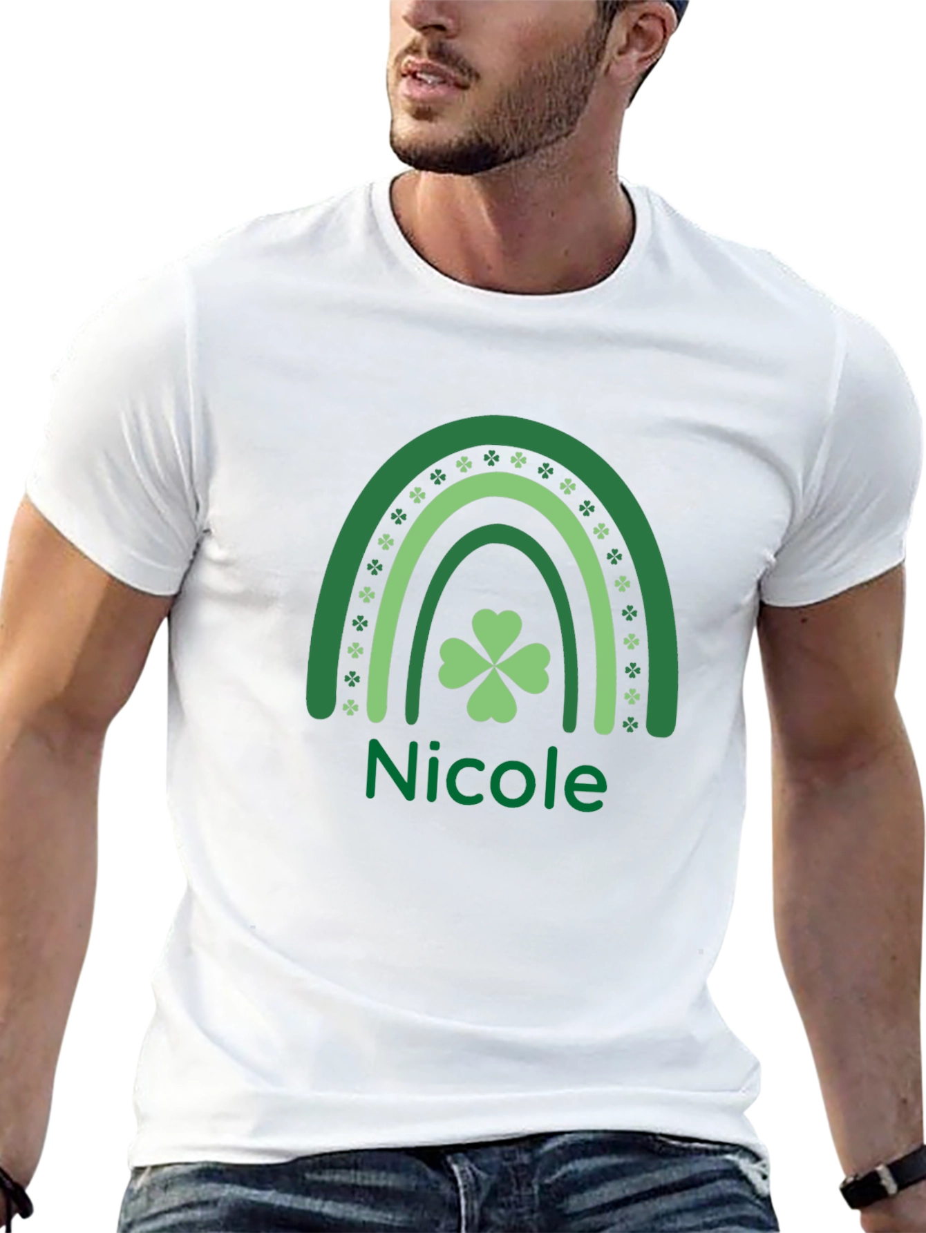 Nicole St. Patricks Day Shamrock Rainbow T-Shirt