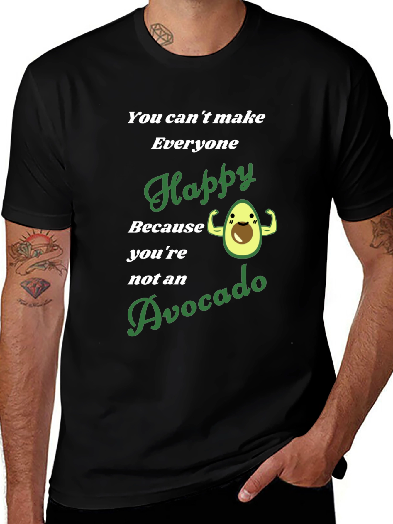 Avocado Happy Graphic T-Shirt - Mens Black Tee