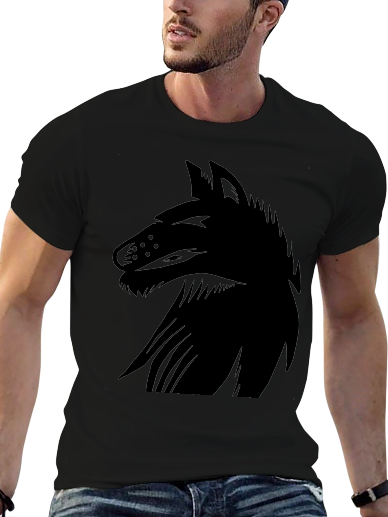 Mens Black Wolf Graphic Tee