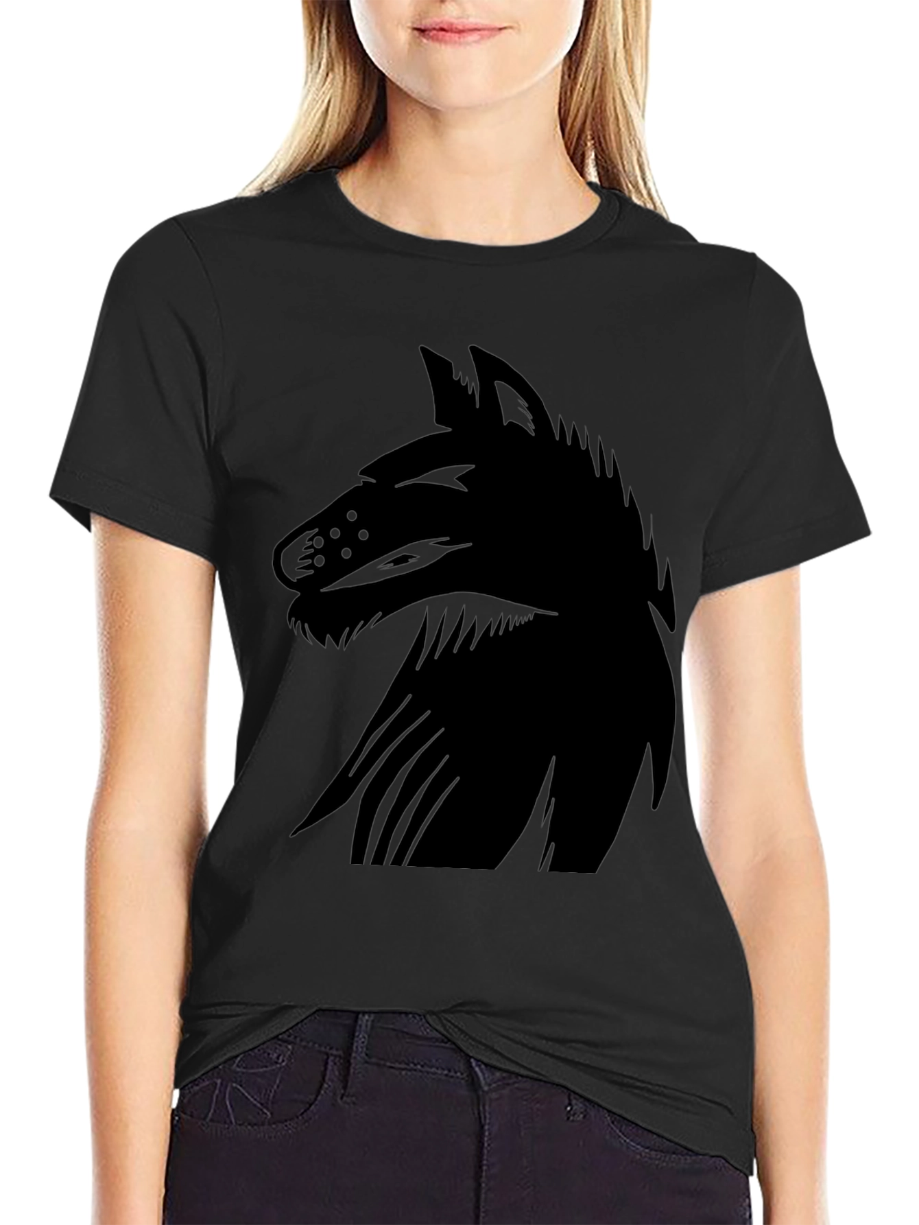 Mens Black Wolf Graphic Tee