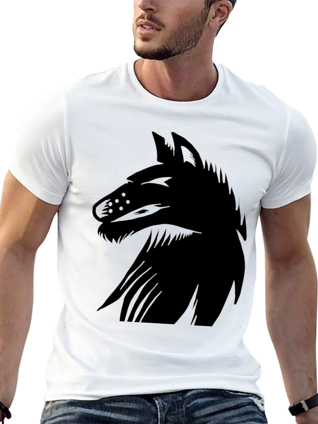 Mens Black Wolf Graphic Tee