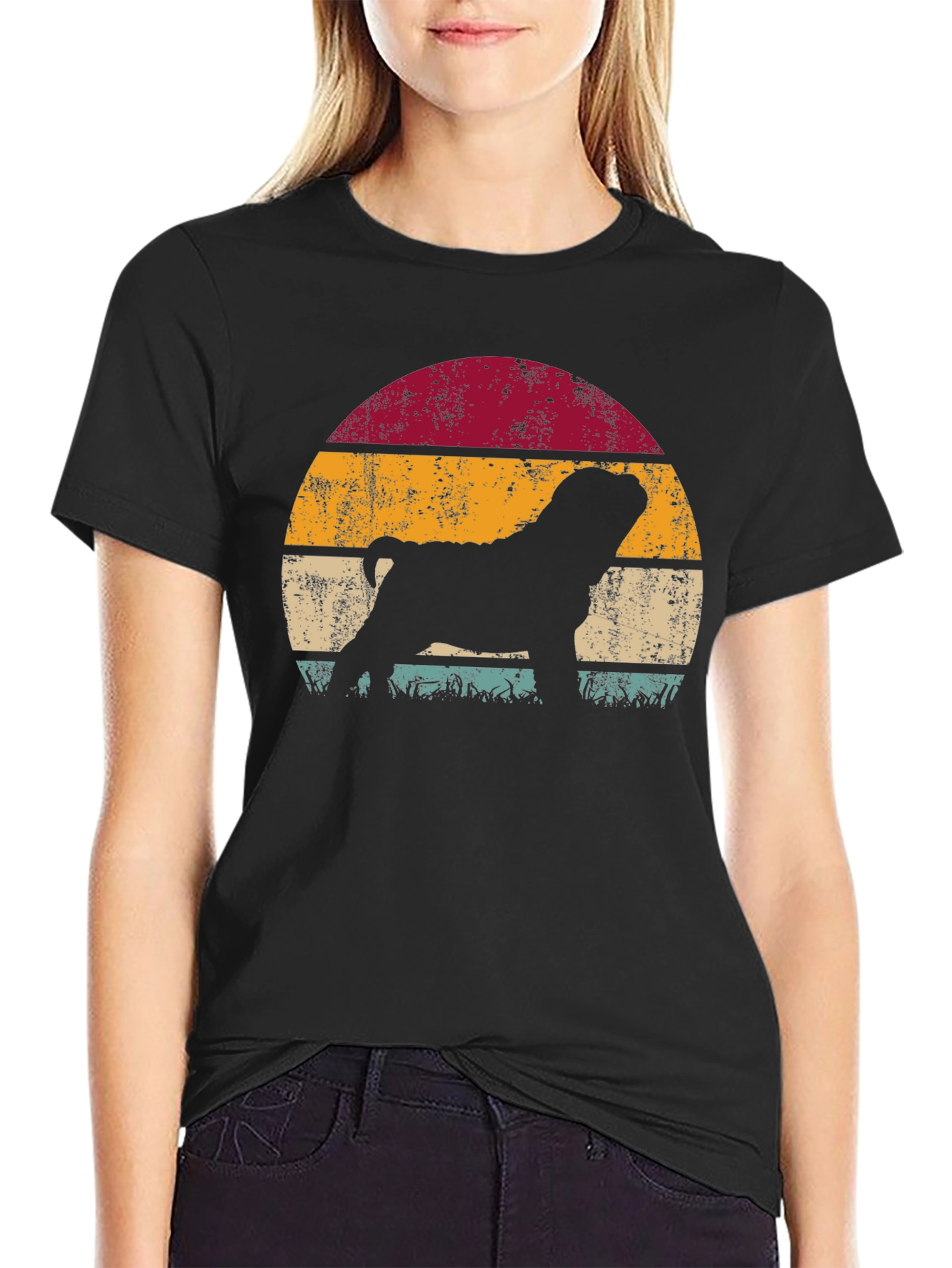 Retro Dog Silhouette Graphic T-Shirt