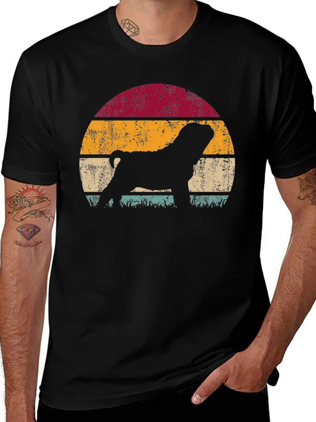 Retro Dog Silhouette Graphic T-Shirt