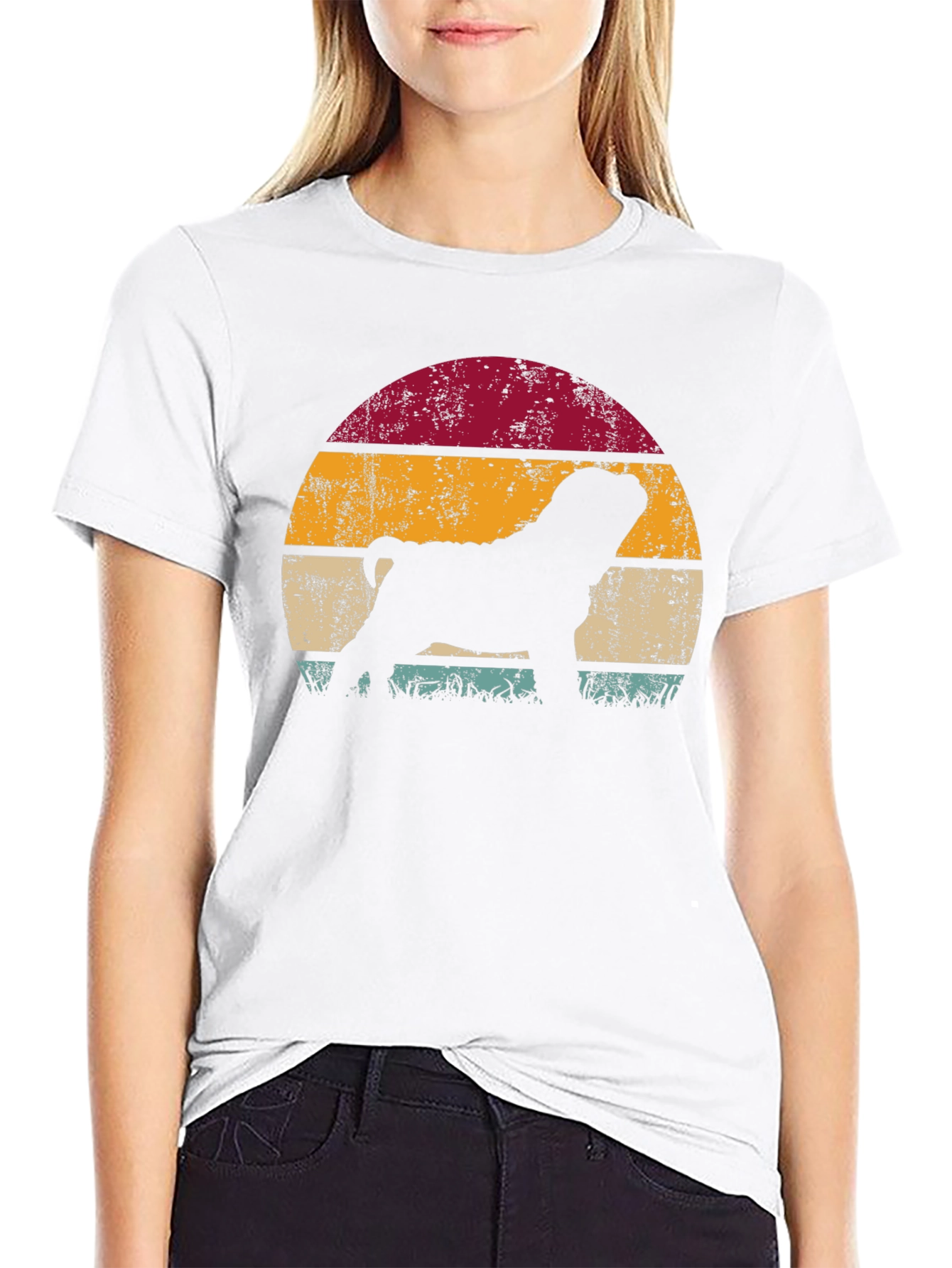 Retro Dog Silhouette Graphic T-Shirt