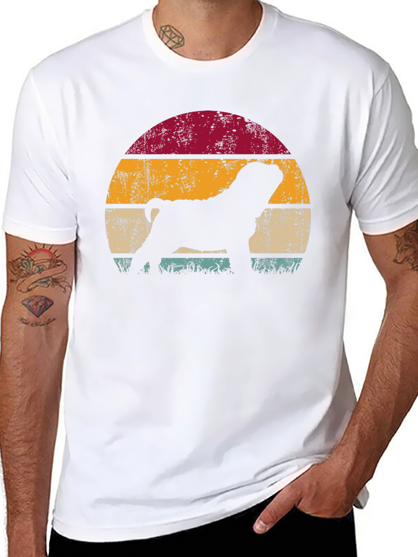 Retro Dog Silhouette Graphic T-Shirt