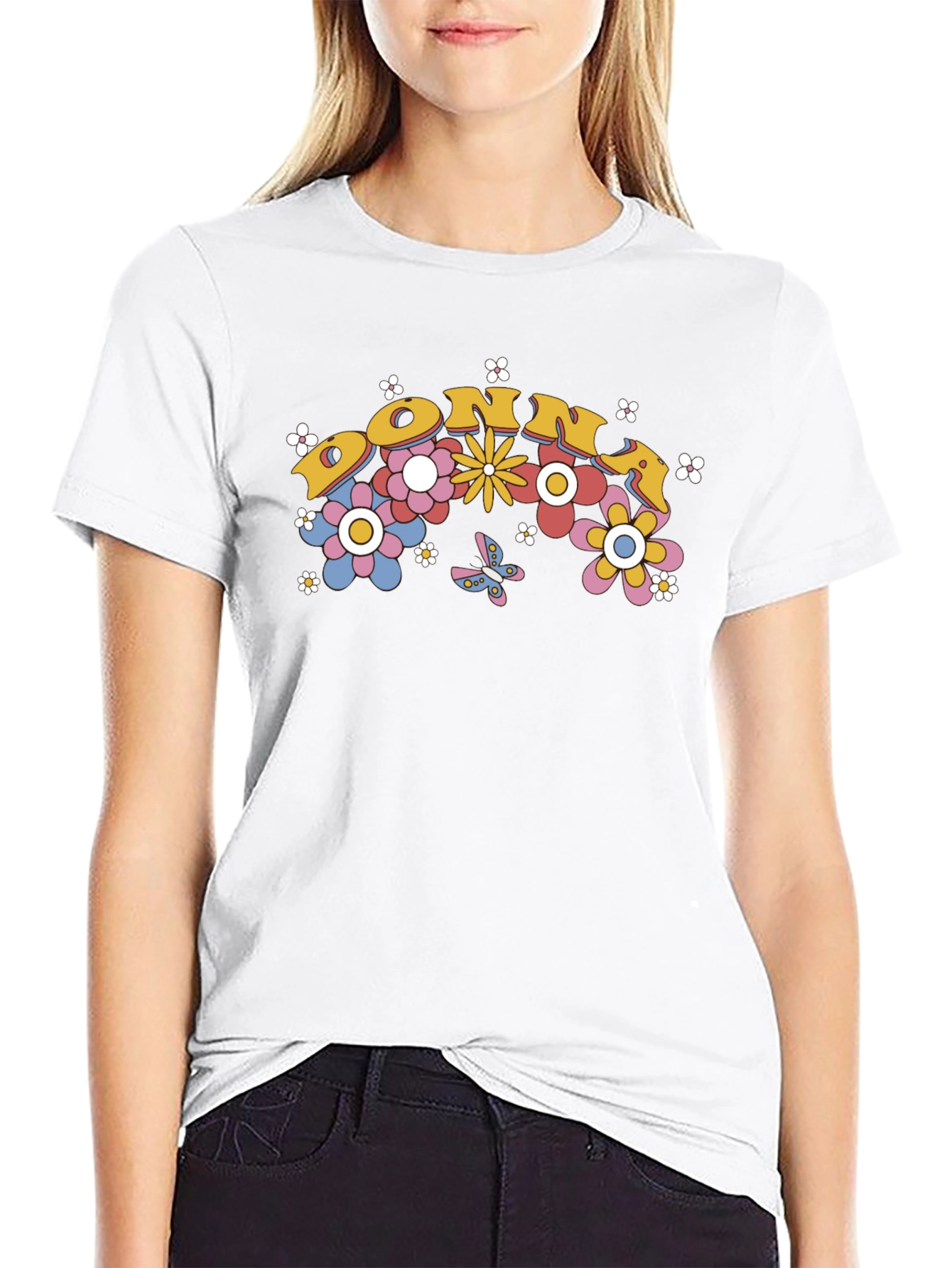 Retro Floral DONNA T-Shirt - Black