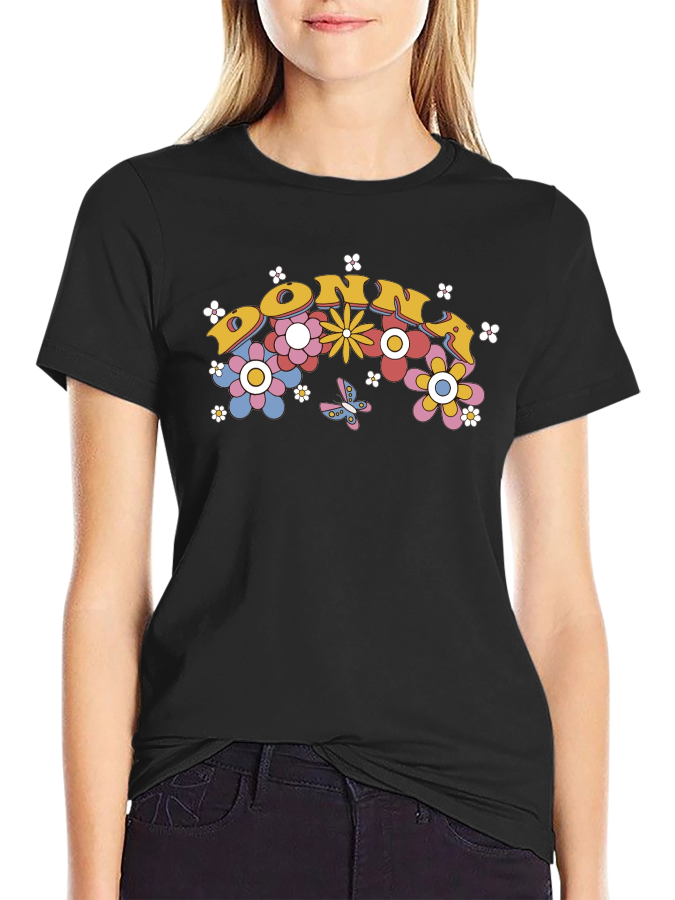 Retro Floral DONNA T-Shirt - Black