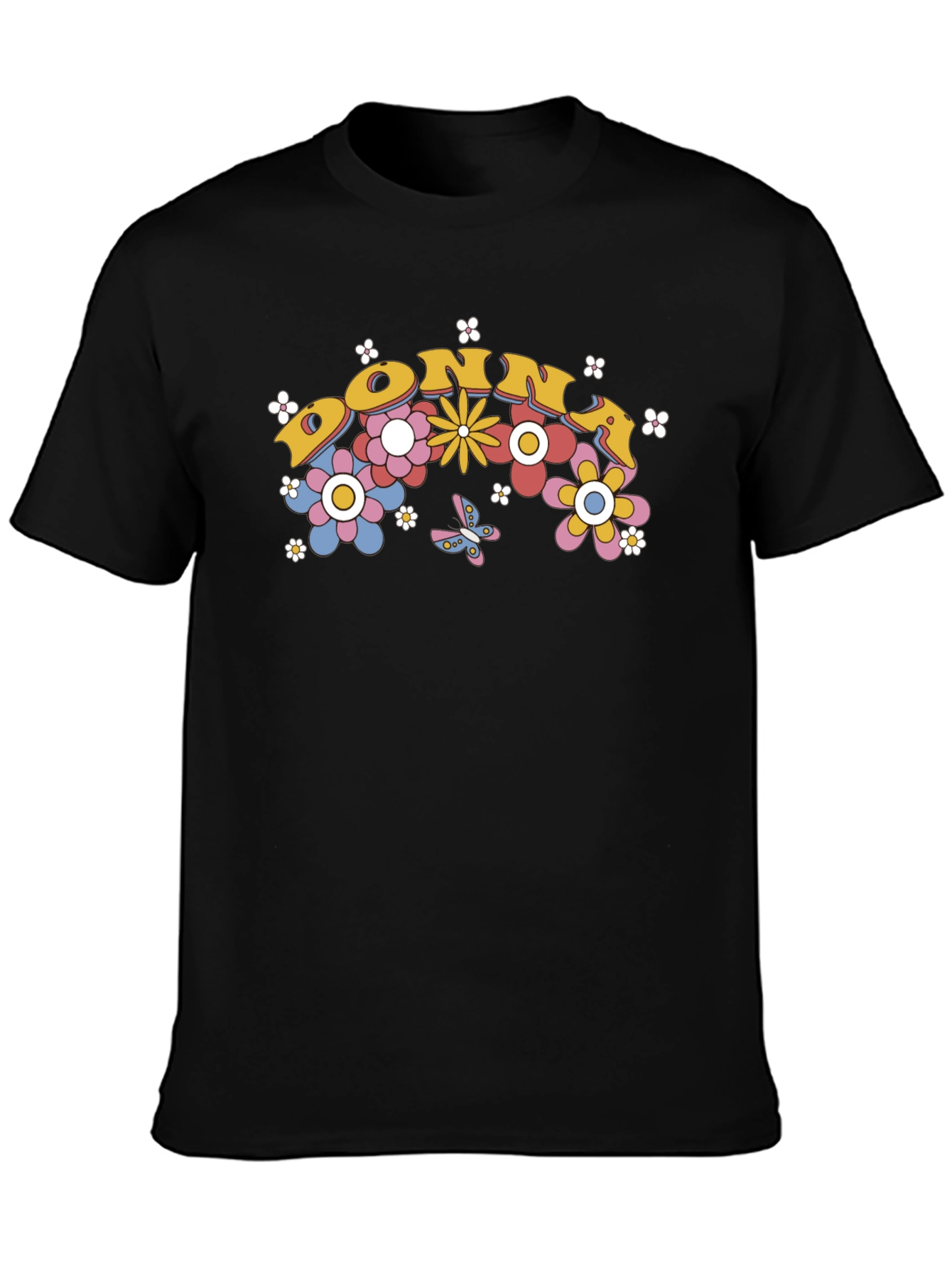 Retro Floral DONNA T-Shirt - Black