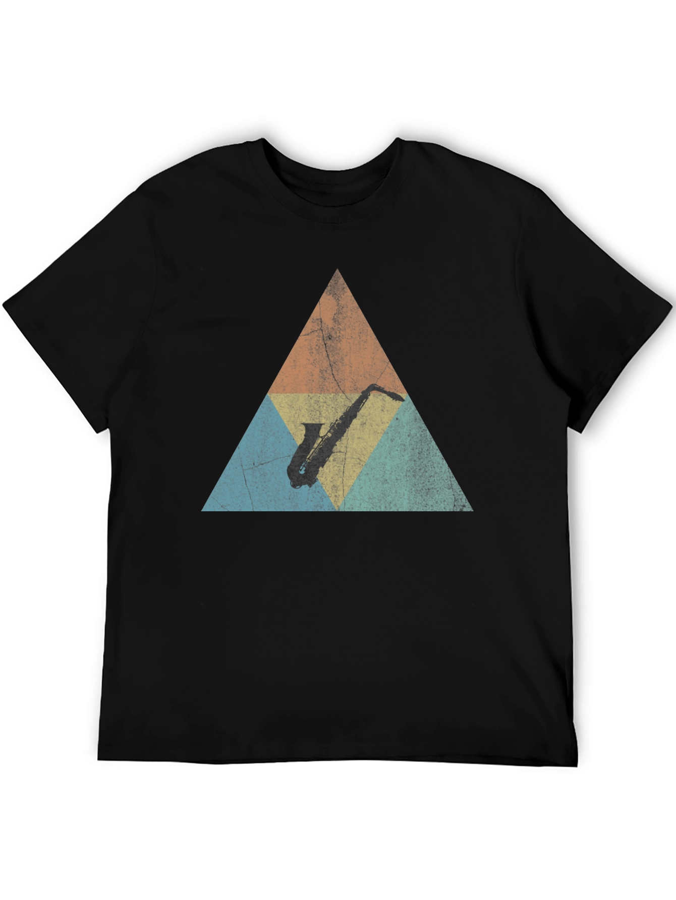 Retro Saxophone Triangle Graphic T-Shirt