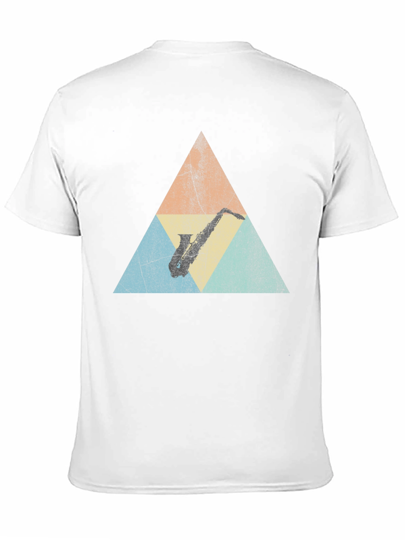Retro Saxophone Triangle Graphic T-Shirt