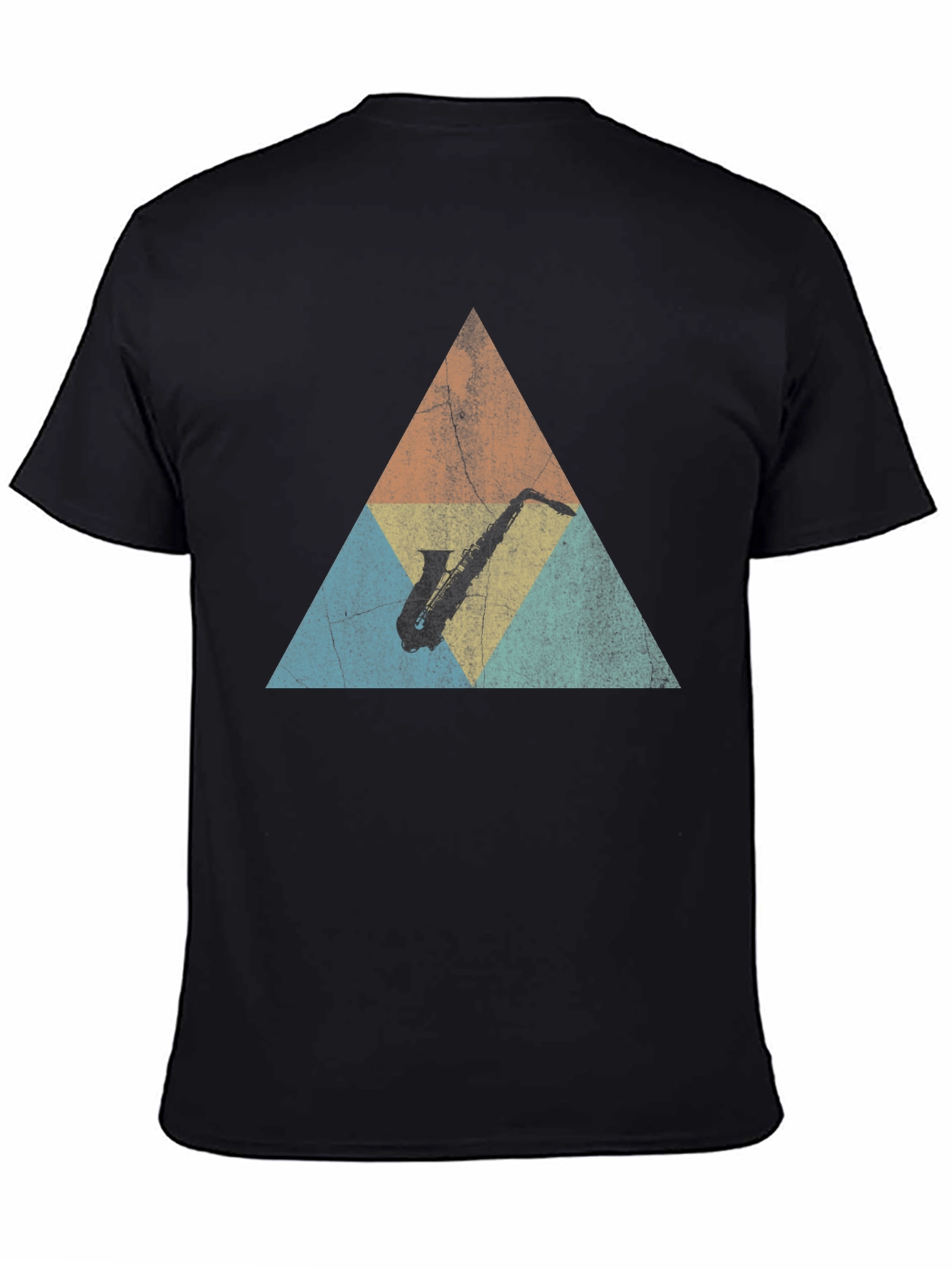 Retro Saxophone Triangle Graphic T-Shirt