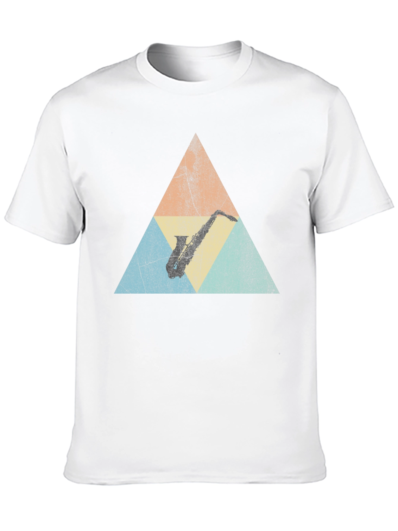 Retro Saxophone Triangle Graphic T-Shirt