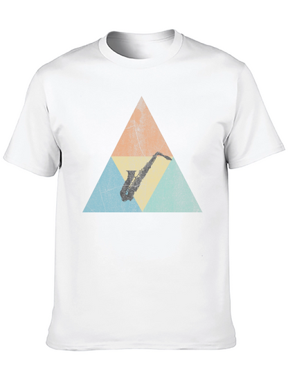 Retro Saxophone Triangle Graphic T-Shirt