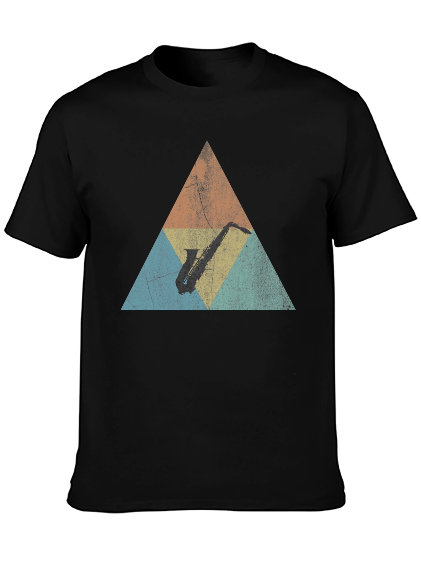 Retro Saxophone Triangle Graphic T-Shirt