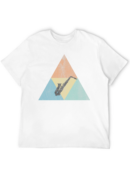 Retro Saxophone Triangle Graphic T-Shirt