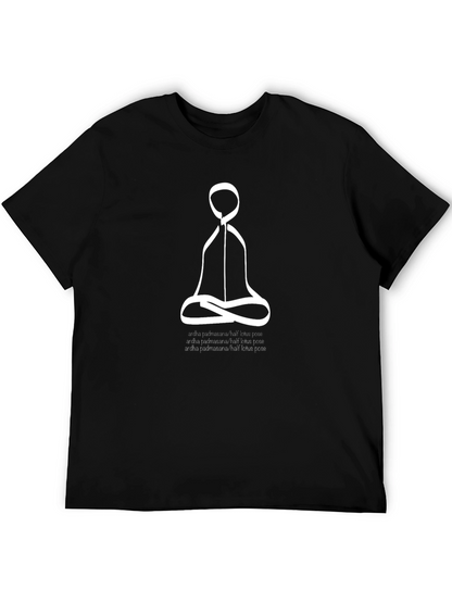 Yoga Lotus Pose Graphic Tee - Black Cotton Blend
