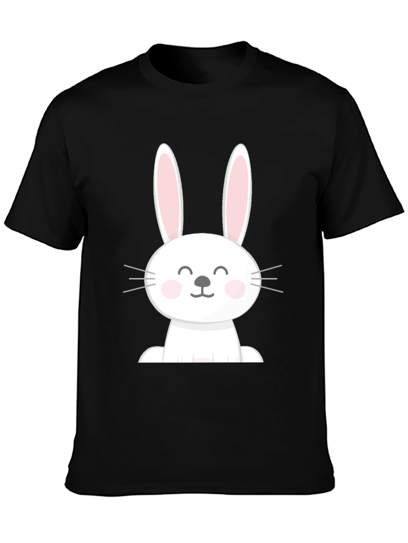 Cute Easter Bunny Graphic Tee - Black Cotton Blend